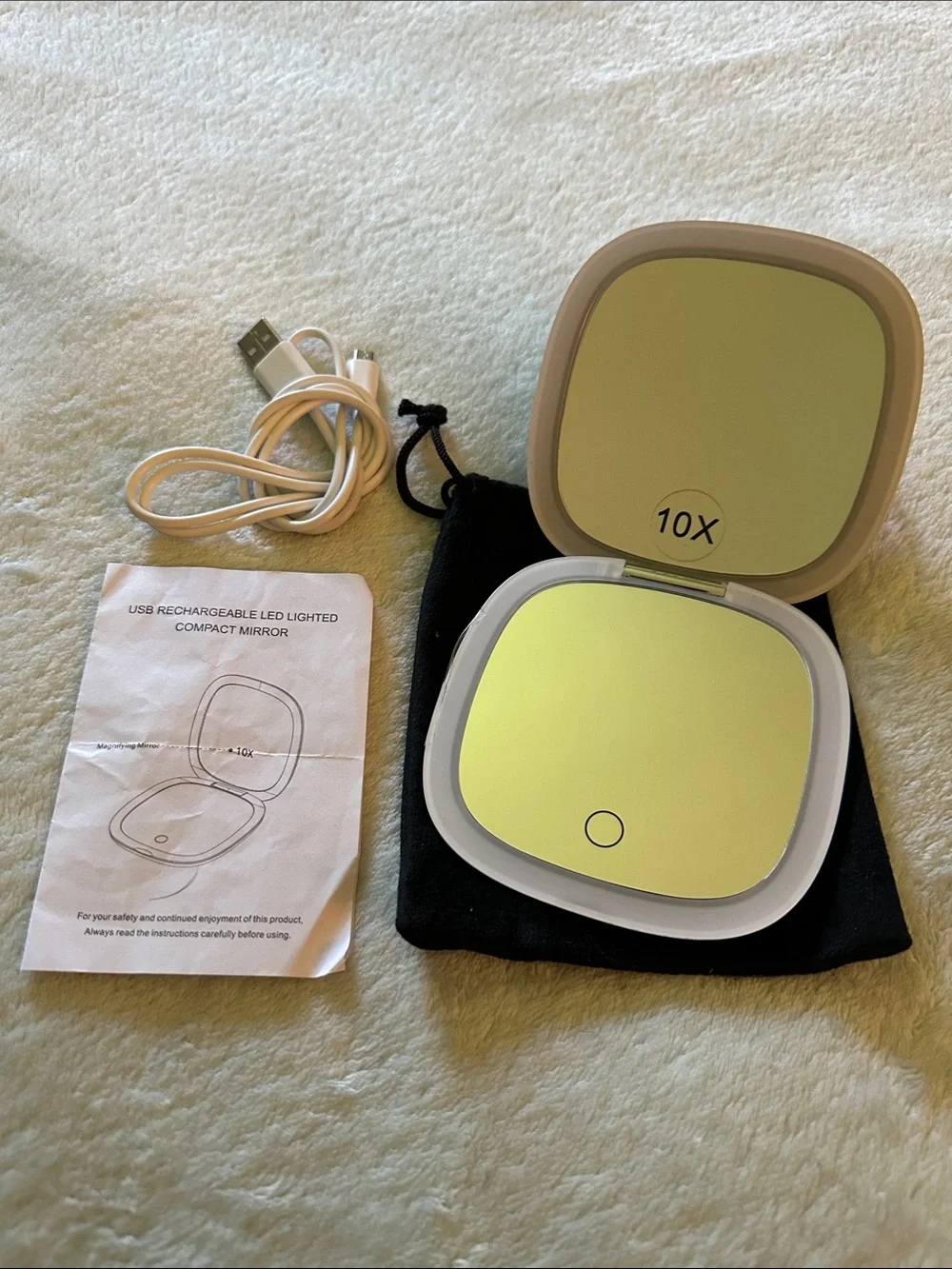 DeWEISN White LED Rechargeable Compact Mirror
